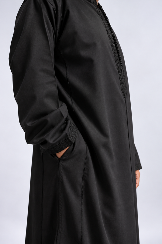 BLACK MOROCCAN DJELLABA
