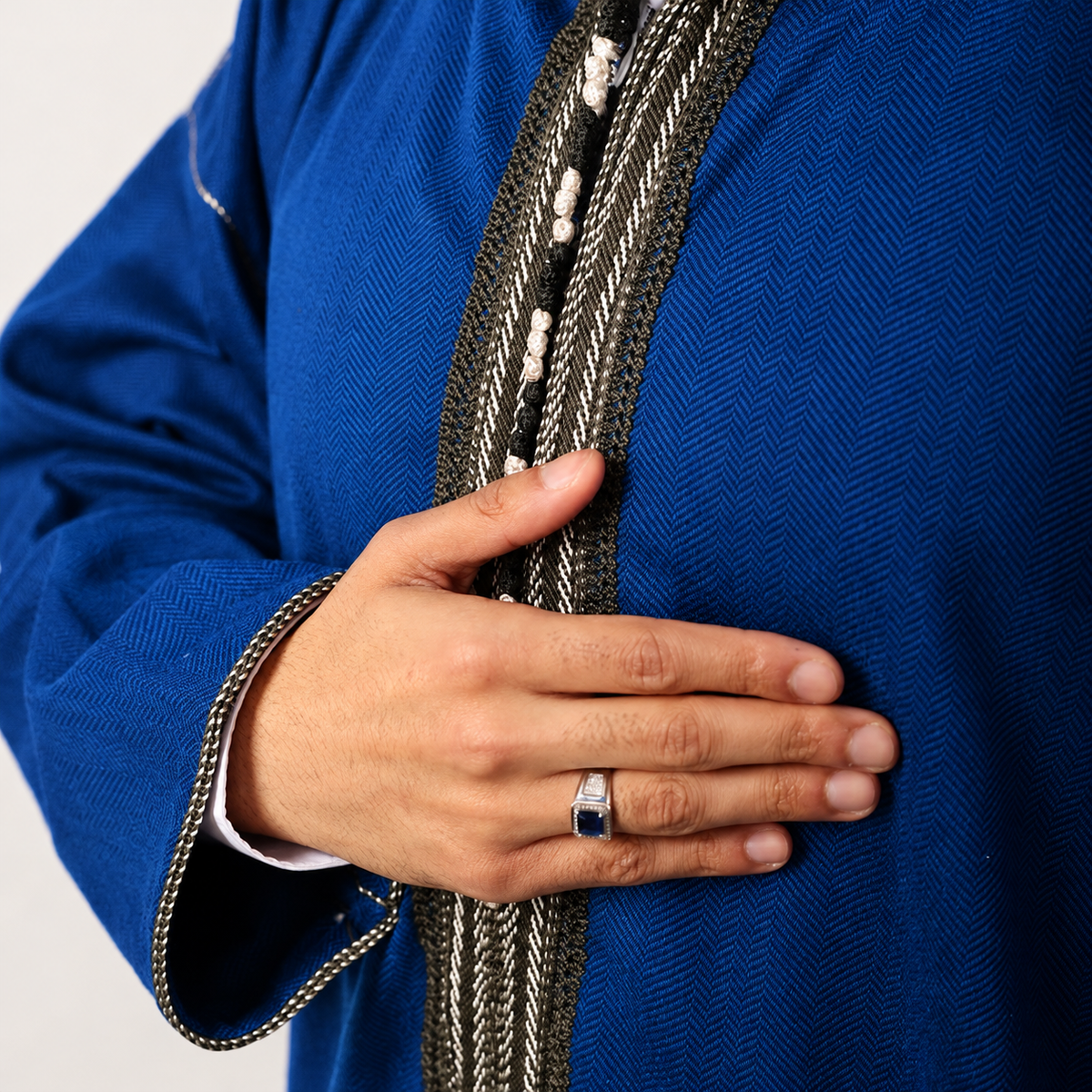 BLUE HERRINGBONE MOROCCAN THOBE