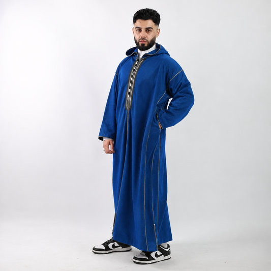 BLUE HERRINGBONE MOROCCAN THOBE