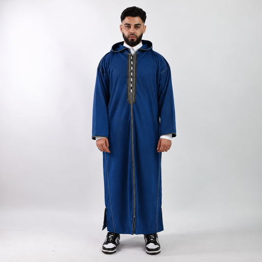 BLUE HERRINGBONE MOROCCAN THOBE