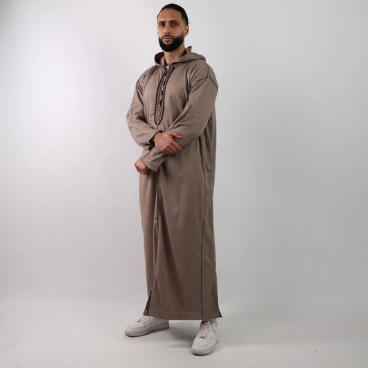 Beige Herringbone Moroccan Thobe