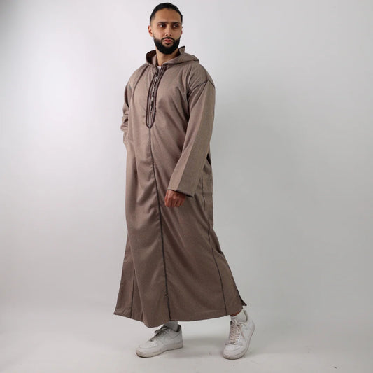 Beige Herringbone Moroccan Thobe