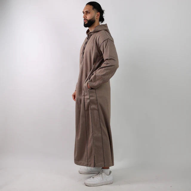Beige Herringbone Moroccan Thobe