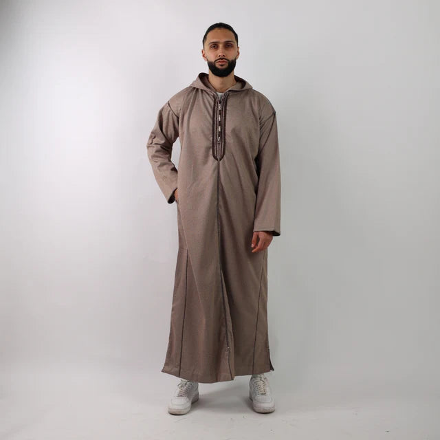 Beige Herringbone Moroccan Thobe