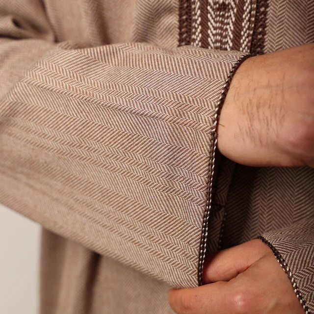 Beige Herringbone Moroccan Thobe