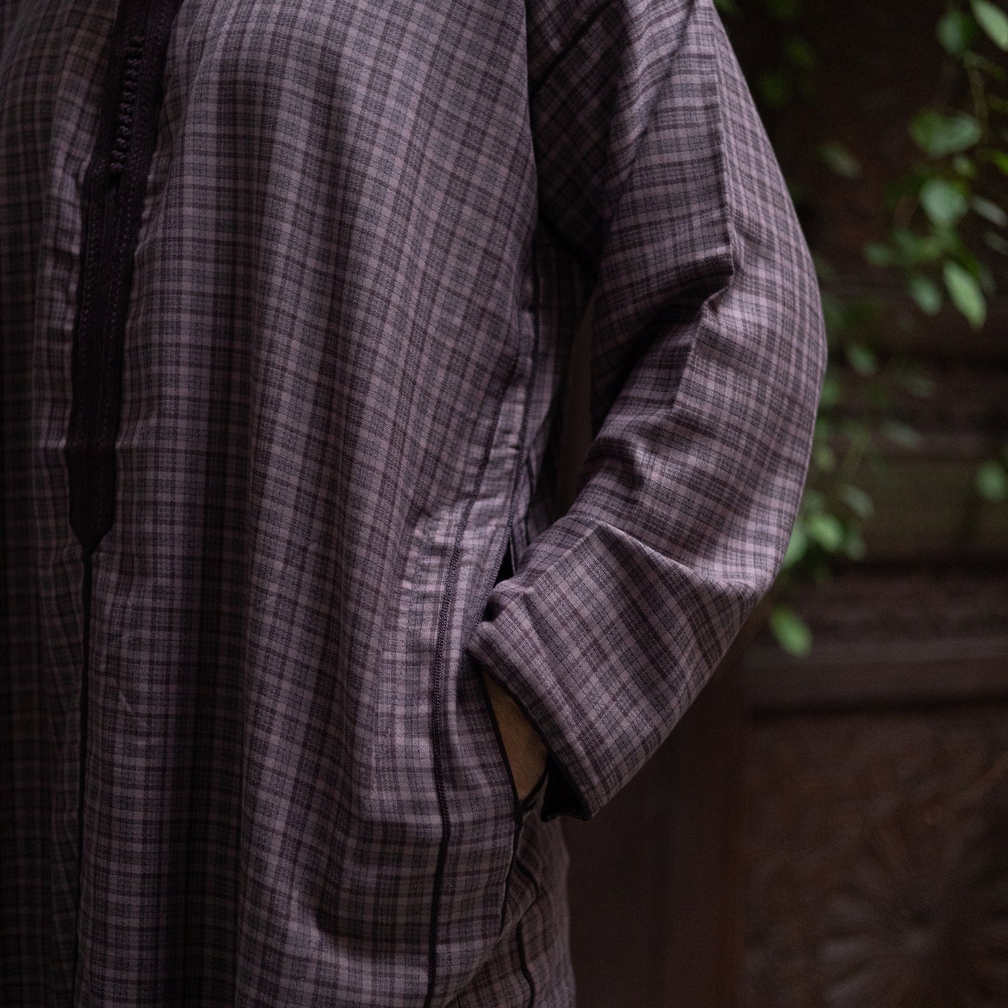 Burgundy Chequered Moroccan Djellaba