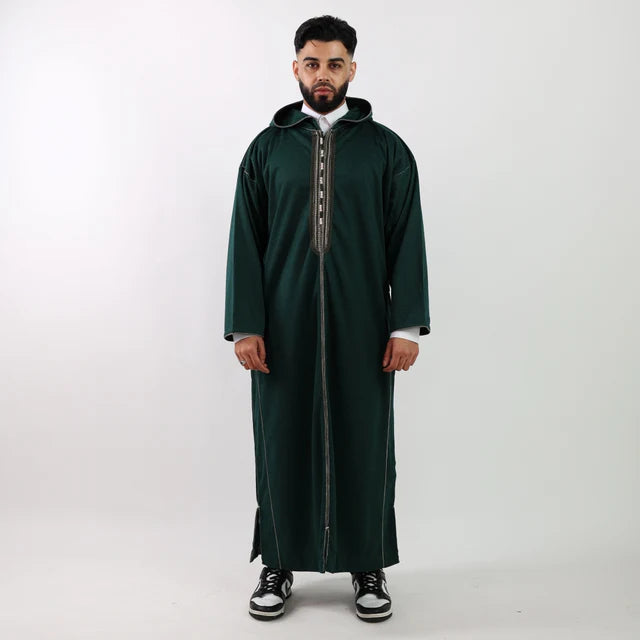 Green Herringbone Moroccan Thobe