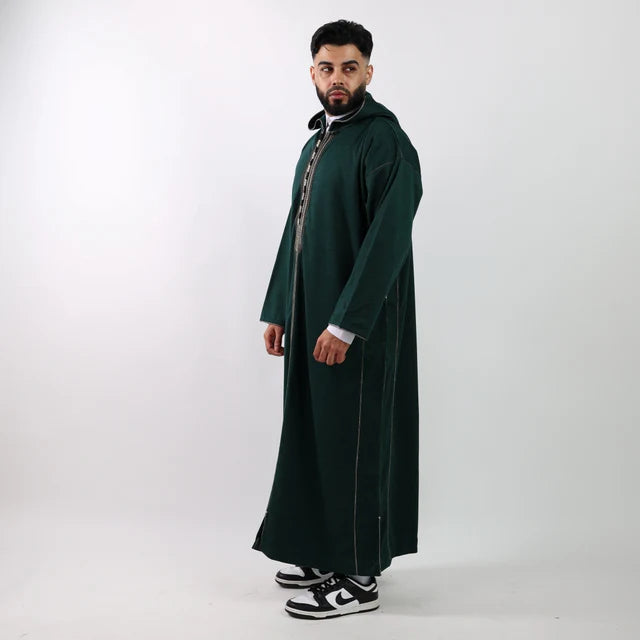 Green Herringbone Moroccan Thobe
