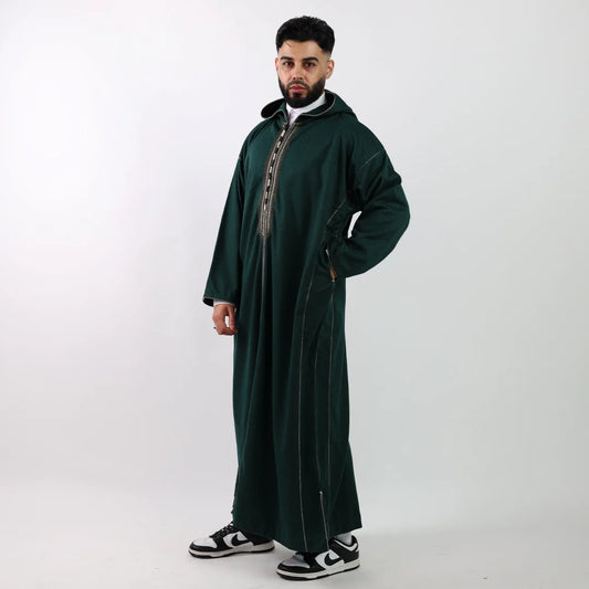 Green Herringbone Moroccan Thobe