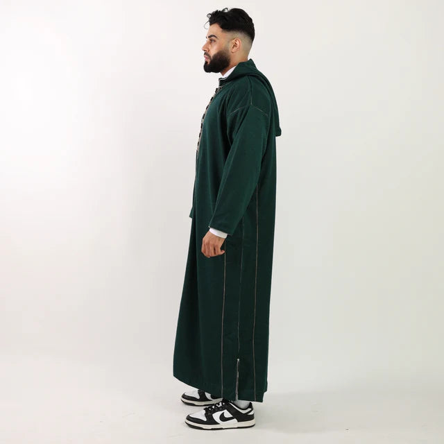 Green Herringbone Moroccan Thobe