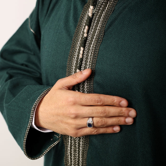 Green Herringbone Moroccan Thobe