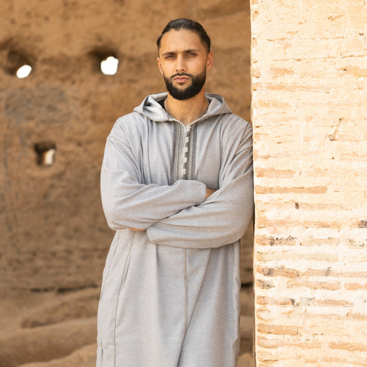 Light Grey Luxe Wool Moroccan Thobe
