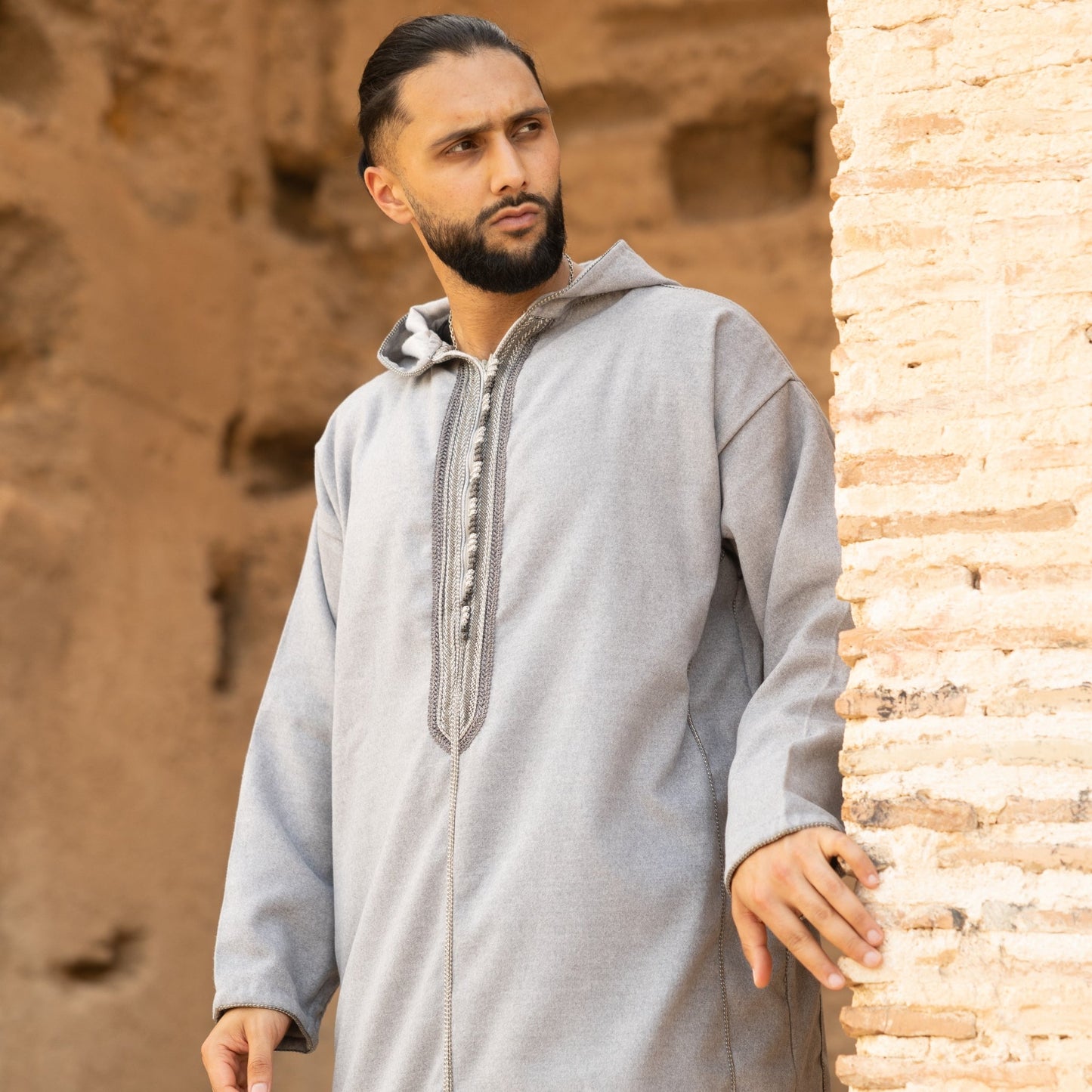 Light Grey Luxe Wool Moroccan Thobe