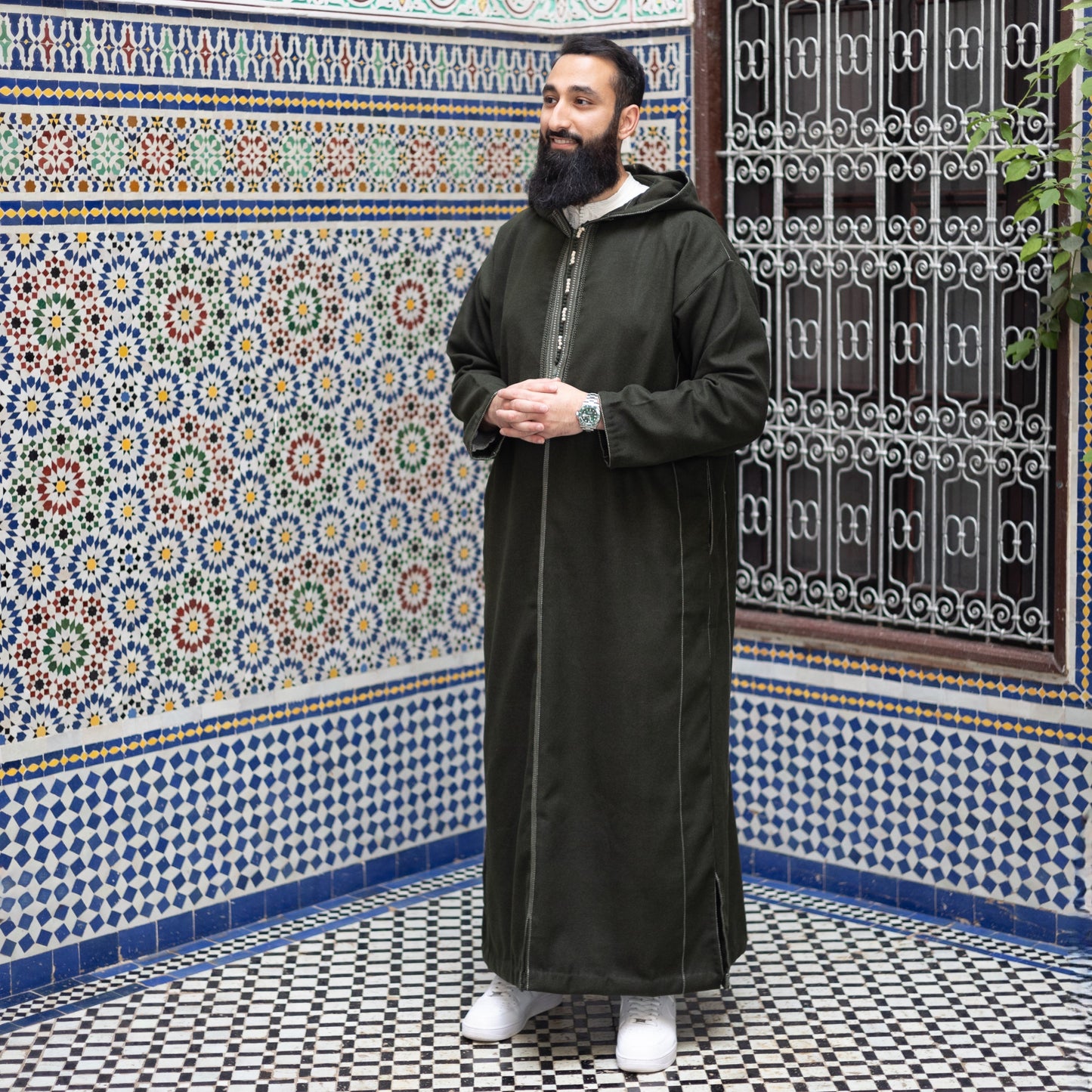 Olive Luxe Wool Moroccan Thobe