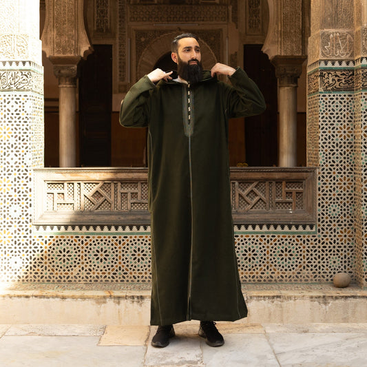 Olive Luxe Wool Moroccan Thobe