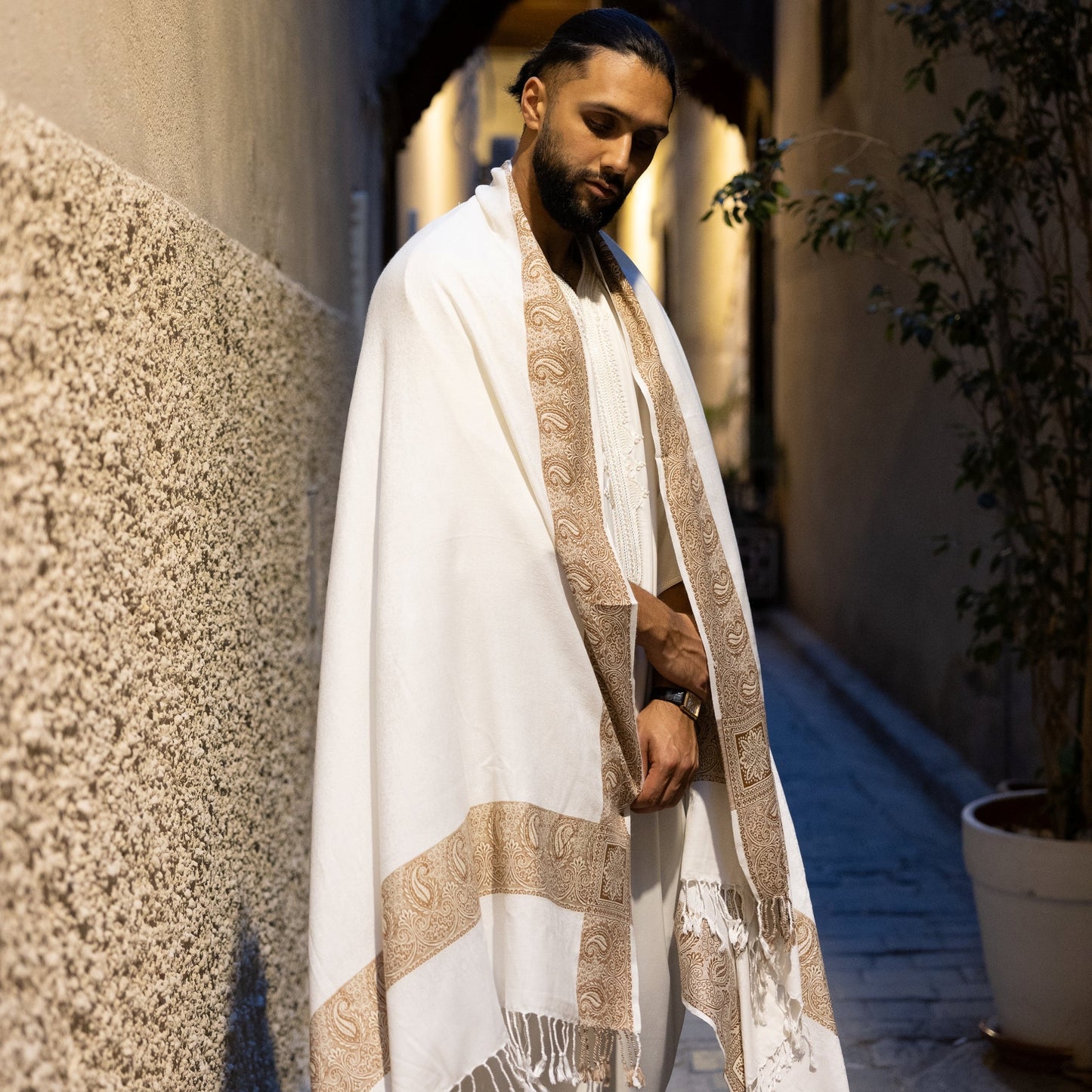 Royal White Kashmiri Shawl