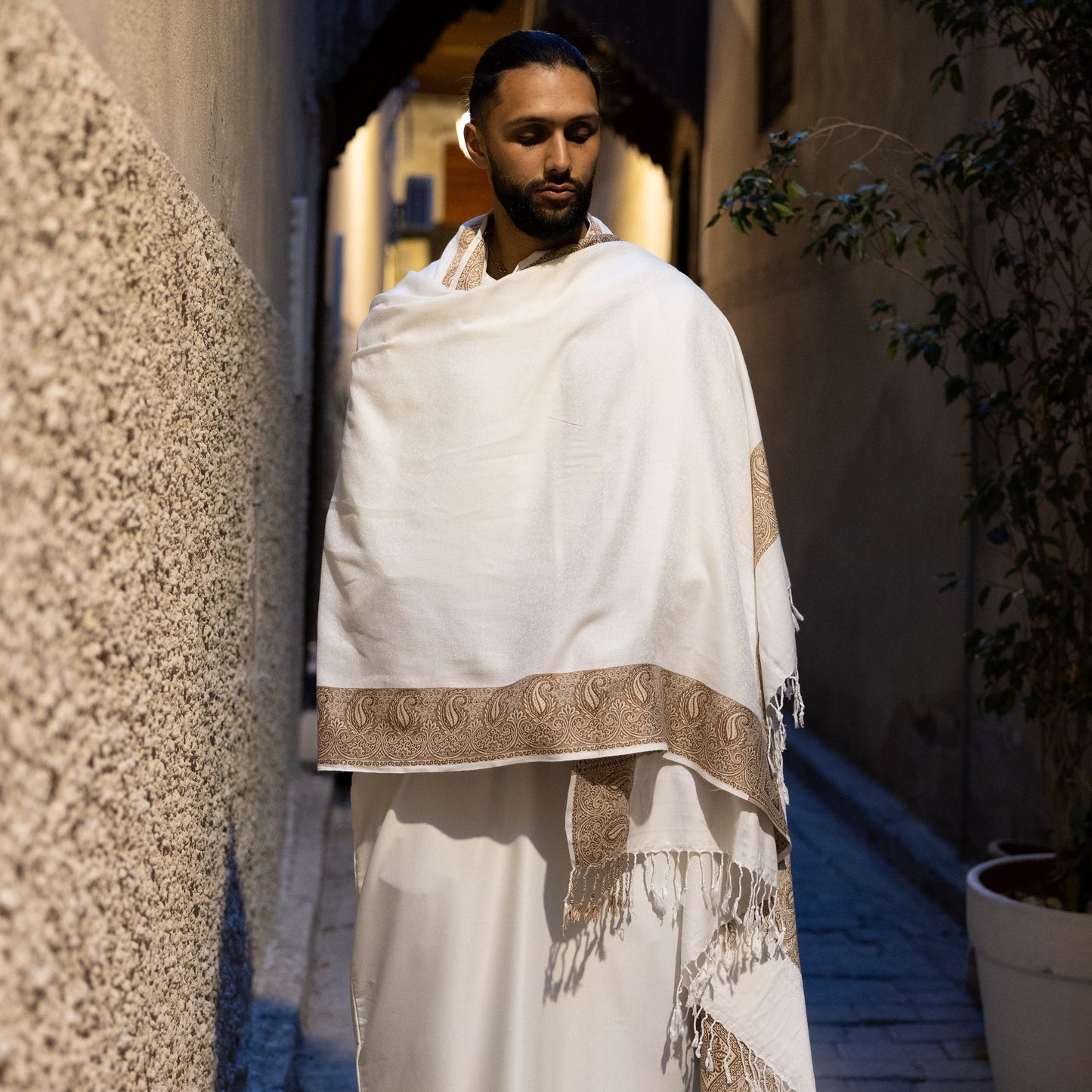 Royal White Kashmiri Shawl